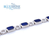 Silver Bracelet with Lapis- 8 inches